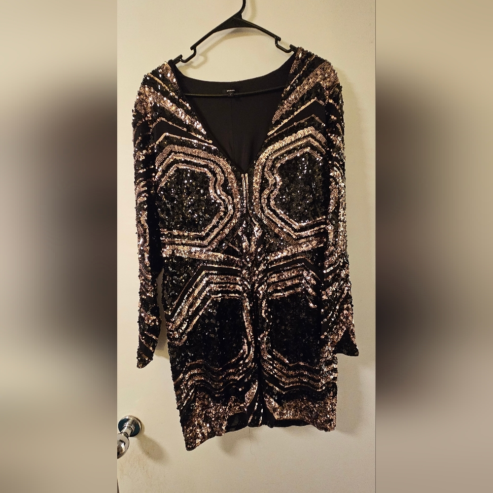 GUC! Express Black & Silver Sequin Dress - XL